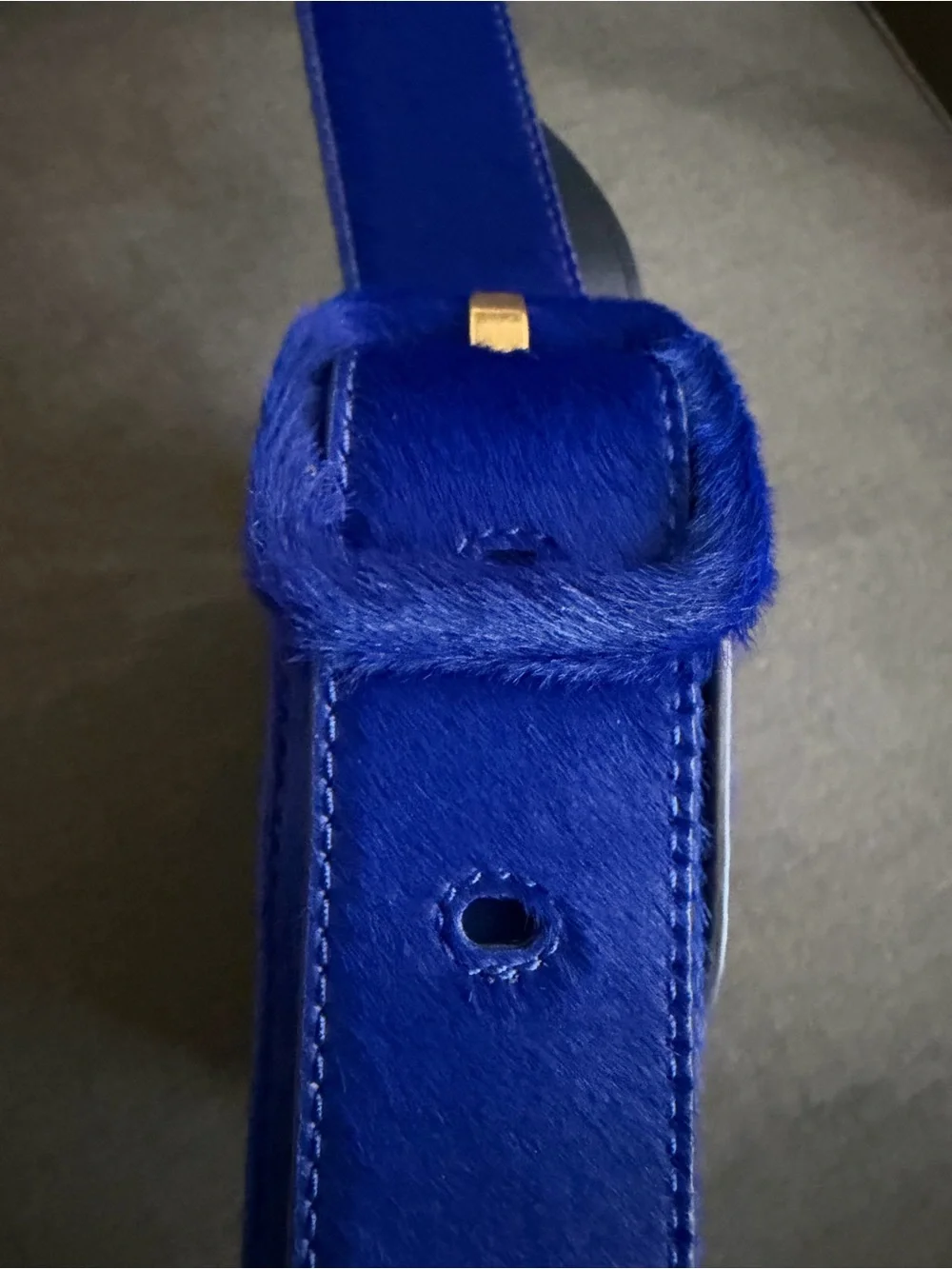 Tory Burch Blue Calf Hair Big buckle Crossbody Bag